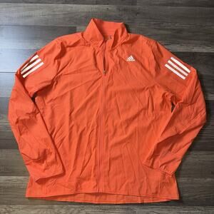 Adidas Women’s Running Windbreaker Jacket Orange Full Zip Lightweight Size L